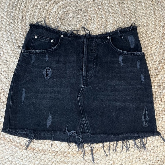 BDG Black Distressed Denim Mini Skirt - Picture 3 of 4